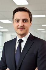 AI generated headshot photograph of a man wearing a suit in the office